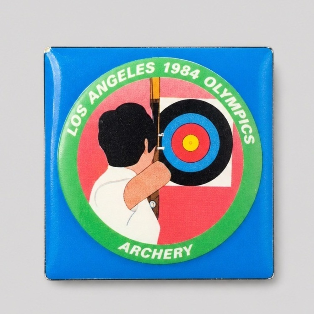 Vintage Los Angeles 1984‎ Olympics Archery Pin Badge Button Original Card 2."
